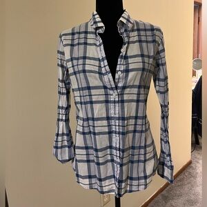 Banana Republic Blue and White Plaid Button Down Shirt